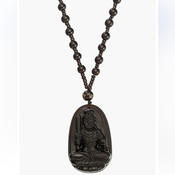 eye candy Jewelry - Black Jade Buddha Pendant Necklace EYE CANDY LOS ANGELES 24” Like New